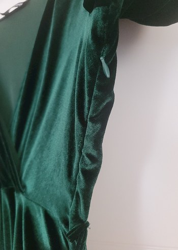 Yeşil Uzun Drapeli Kadın Elbise - Görsel 5