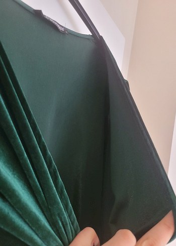 Yeşil Uzun Drapeli Kadın Elbise - Görsel 8