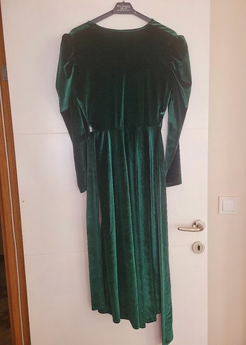 Yeşil Uzun Drapeli Kadın Elbise - Görsel 3