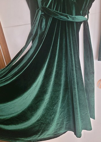 Yeşil Uzun Drapeli Kadın Elbise - Görsel 9