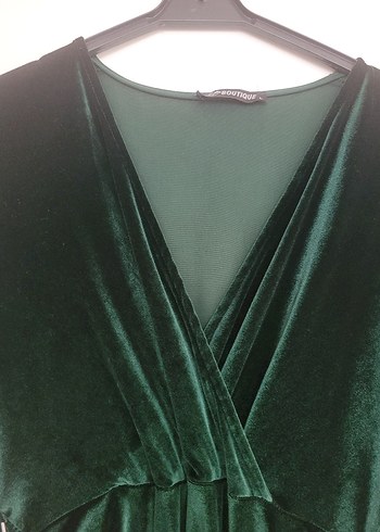 Yeşil Uzun Drapeli Kadın Elbise - Görsel 6