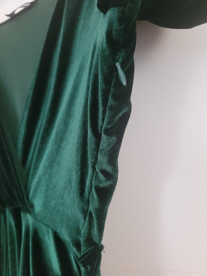 Yeşil Uzun Drapeli Kadın Elbise - Görsel 5