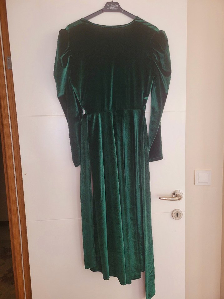 Yeşil Uzun Drapeli Kadın Elbise - Görsel 3