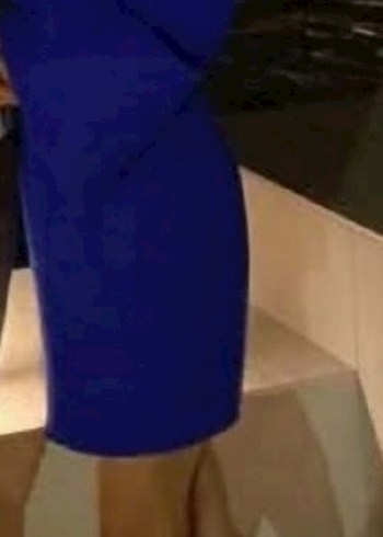 Düğmeli V Yaka Mavi Mini Elbise - Görsel 8