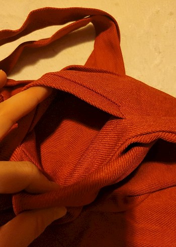 Kemerli Kahverengi Keten Kadın Pantolon - Görsel 4