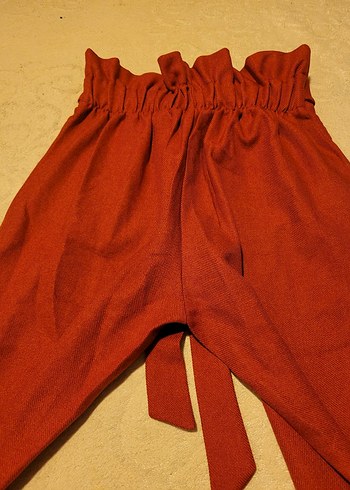 Kemerli Kahverengi Keten Kadın Pantolon - Görsel 8