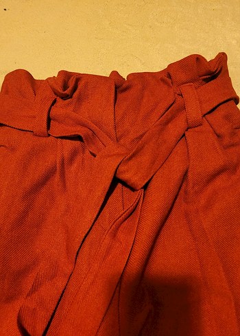 Kemerli Kahverengi Keten Kadın Pantolon - Görsel 3