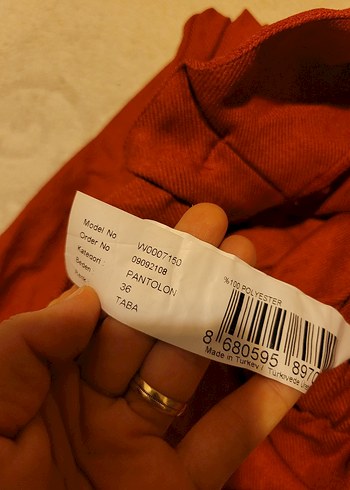 Kemerli Kahverengi Keten Kadın Pantolon - Görsel 6