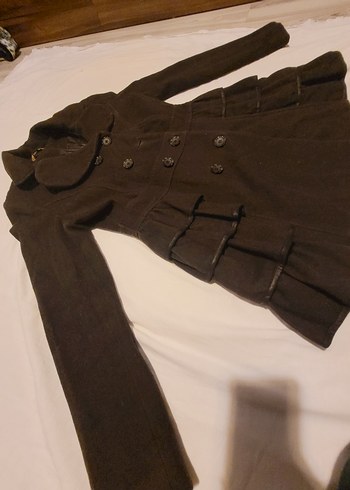 Düğmeli Kahverengi Kaban - Görsel 4