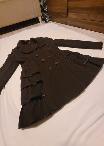 Düğmeli Kahverengi Kaban - Görsel 7