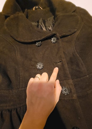 Düğmeli Kahverengi Kaban - Görsel 10