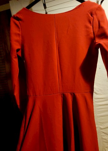 Uzun Kollu Koyu Kırmızı Kadın Triko Elbise - Görsel 10