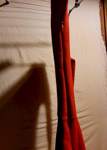 Uzun Kollu Koyu Kırmızı Kadın Triko Elbise - Görsel 5