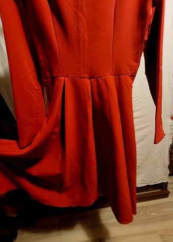 Uzun Kollu Koyu Kırmızı Kadın Triko Elbise - Görsel 3