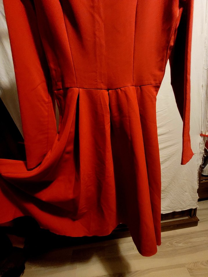 Uzun Kollu Koyu Kırmızı Kadın Triko Elbise - Görsel 3