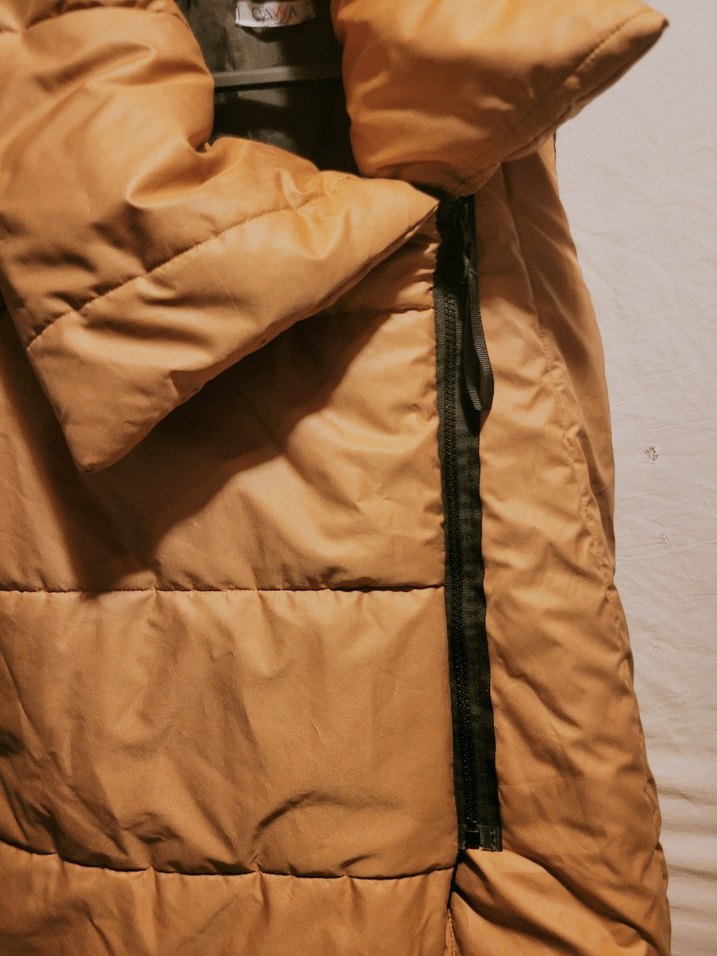 Fermuarlı Bej Kadın Midi Yelek - Görsel 3