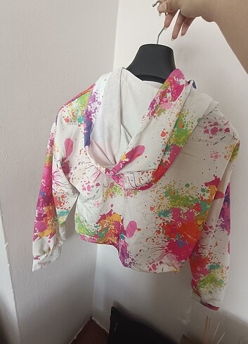 l Beden batik desenli crop sweatshirt 