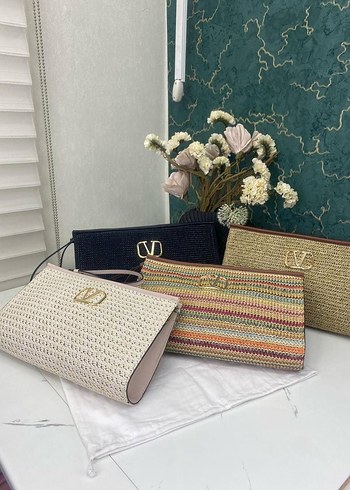  Beden siyah Renk Valentino Siyah pörtföy hasır Kadın Çanta