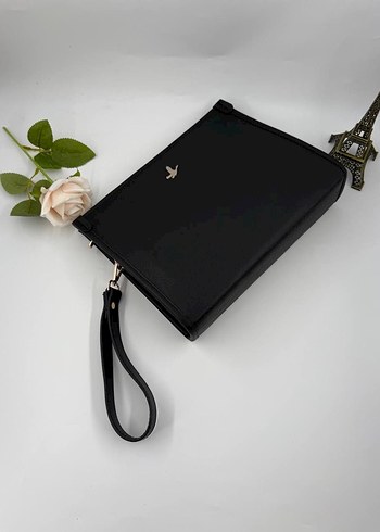 Beymen Siyah Deri Fermuarlı Kadın Clutch Çanta