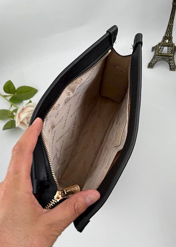 Beden siyah Renk Beymen Siyah Deri Fermuarlı Kadın Clutch Çanta