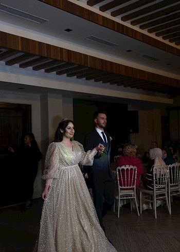 Balon Kollu V Yaka Parlak Nişanlık - Görsel 3