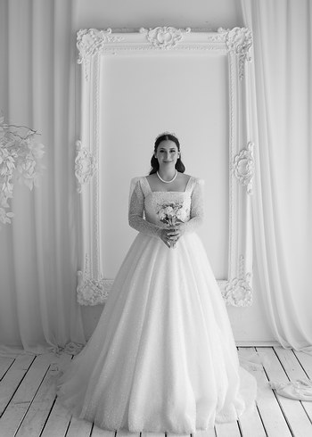 İnci İşlemeli A Kesim Gelinlik - Görsel 2