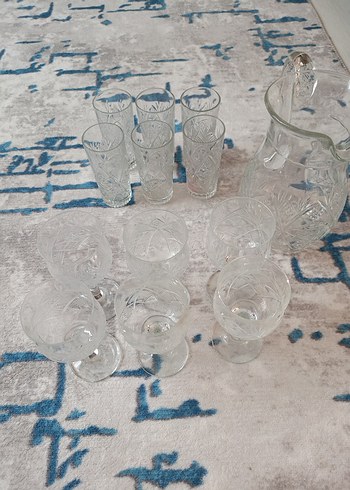 Kütahya Porselen kristal Cam Sürahi ve Bardak Seti