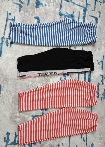 6 yaş Kız Çocuk Çok Renkli Çizgili Taytlar
