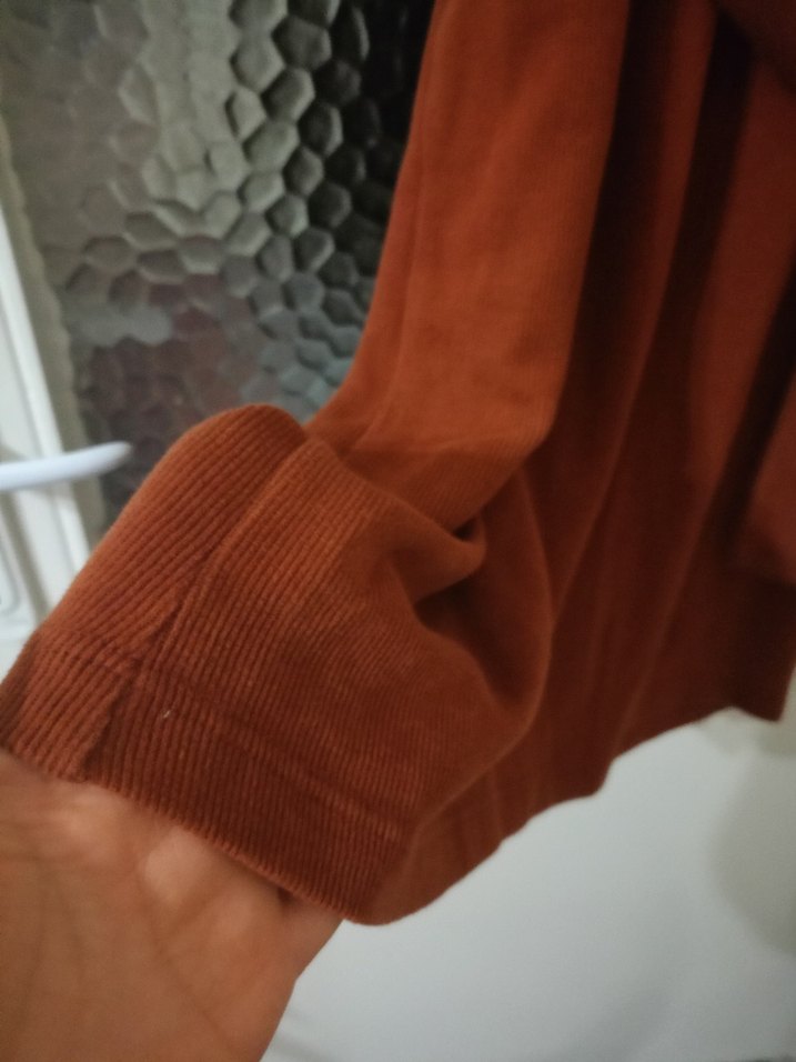 Kahverengi Boğazlı Midi Triko Elbise - Görsel 3