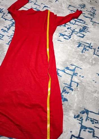 38 beden Kırmızı Uzun Elbise - Görsel 4