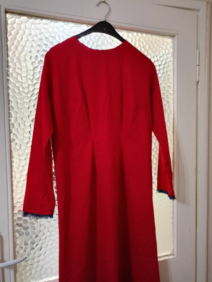 38 beden Kırmızı Uzun Elbise - Görsel 3