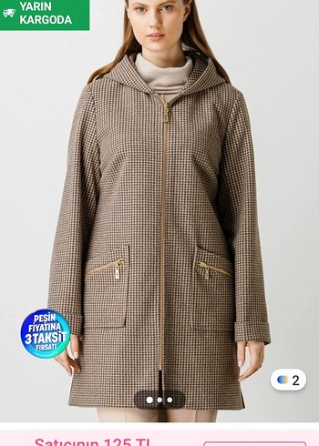 Düğmeli Kapüşonlu Hamile Kabanı - Görsel 3