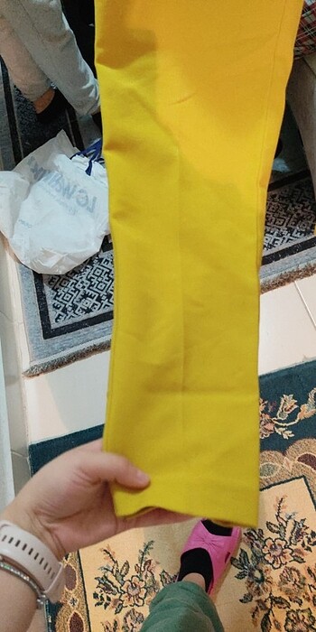 42 Beden sarı Renk Sarı kumaş darpaça pantolon