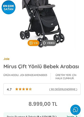 Joie Çift yönlü Bebek Arabası