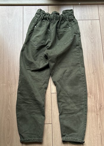 Bol Kesim Kemerli Kanvas Yeşil Pantolon - Görsel 2