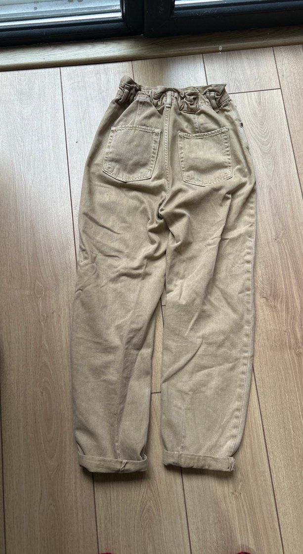 Bej Kadın Kot Rahat Kesim Pantolon - Görsel 2