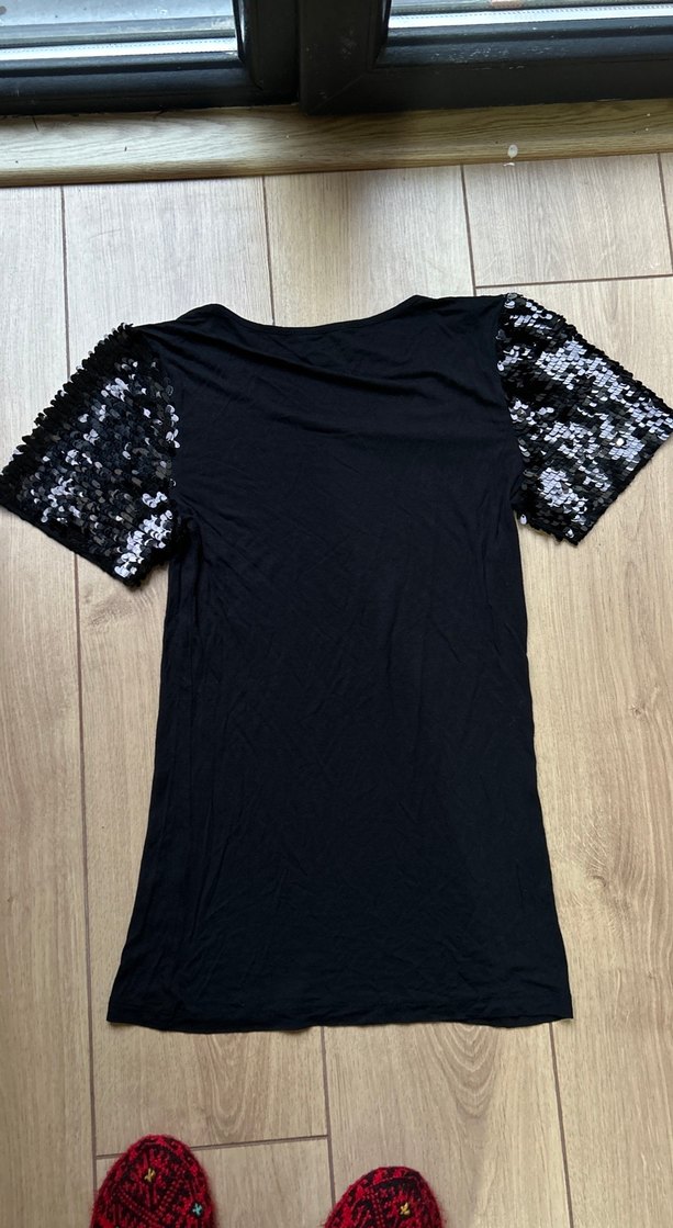 Kısa Kollu Siyah Kadın Tişört - Görsel 2