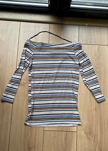 Çizgili Uzun Kollu Triko Bluz - Görsel 2