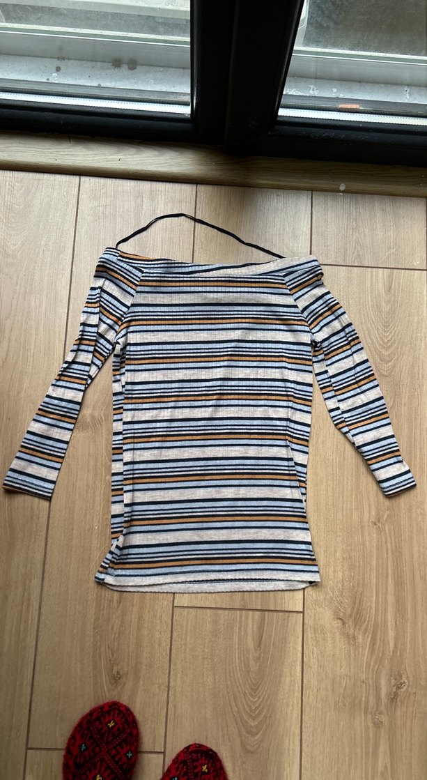 Çizgili Uzun Kollu Triko Bluz - Görsel 2