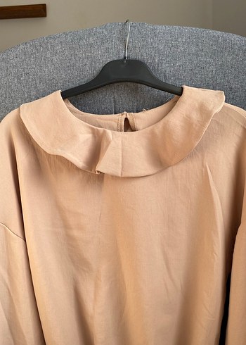 Bej Keten Kadın Bluz, - Görsel 2