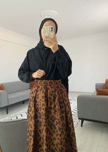 Süet leopar etek - Görsel 2