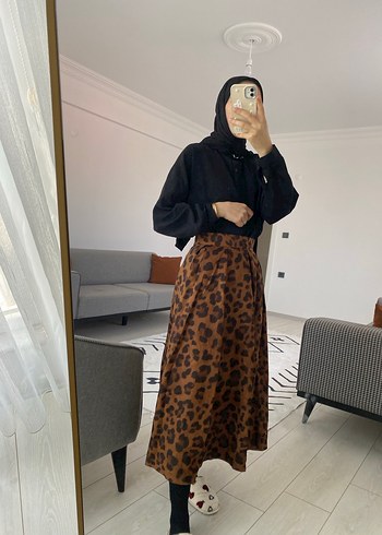 Süet leopar etek - Görsel 3