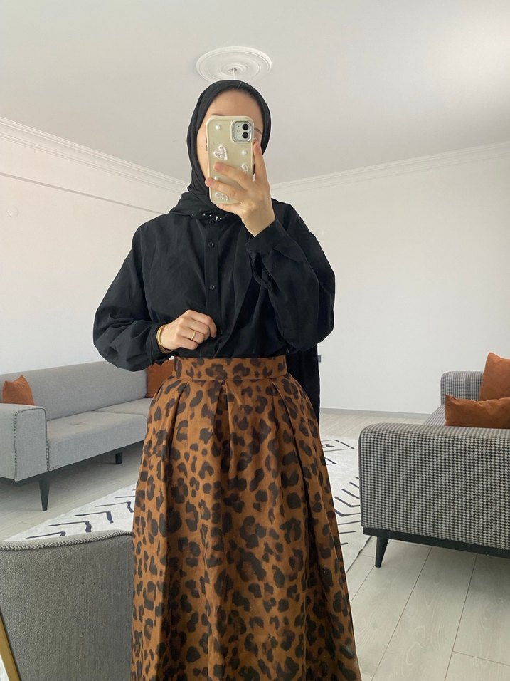 Süet leopar etek - Görsel 2