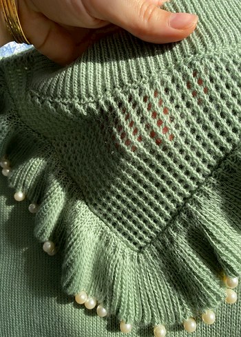 Bohem Tarz Yeşil kazak - Görsel 3