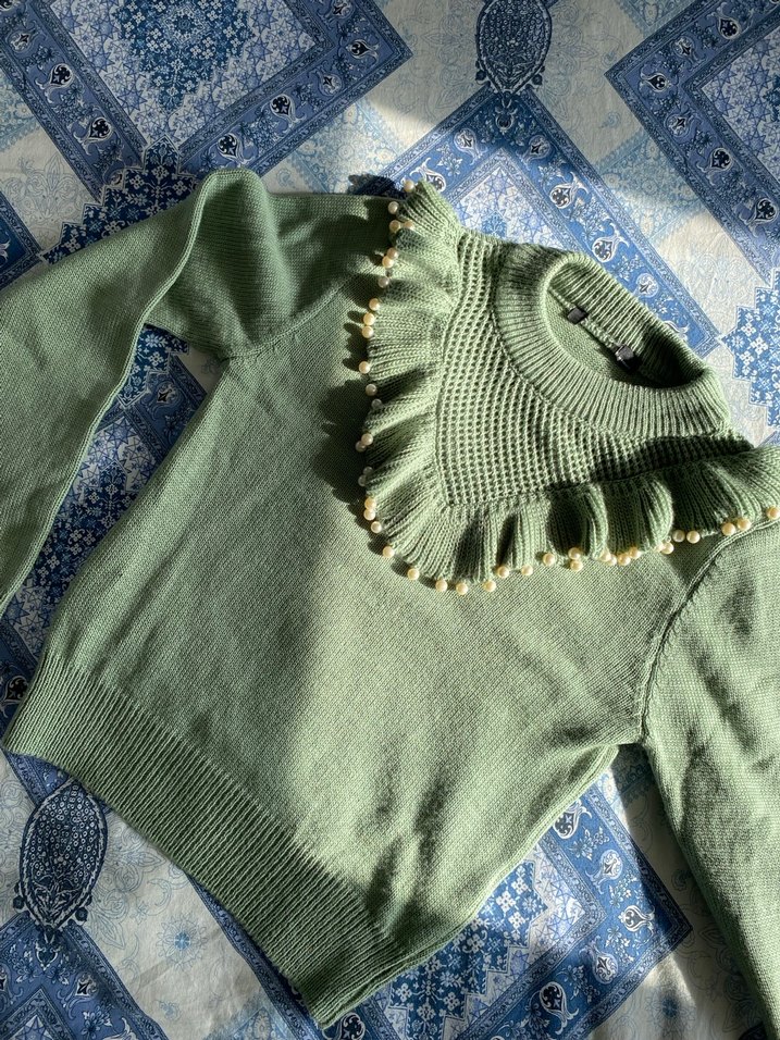 Bohem Tarz Yeşil kazak - Görsel 2