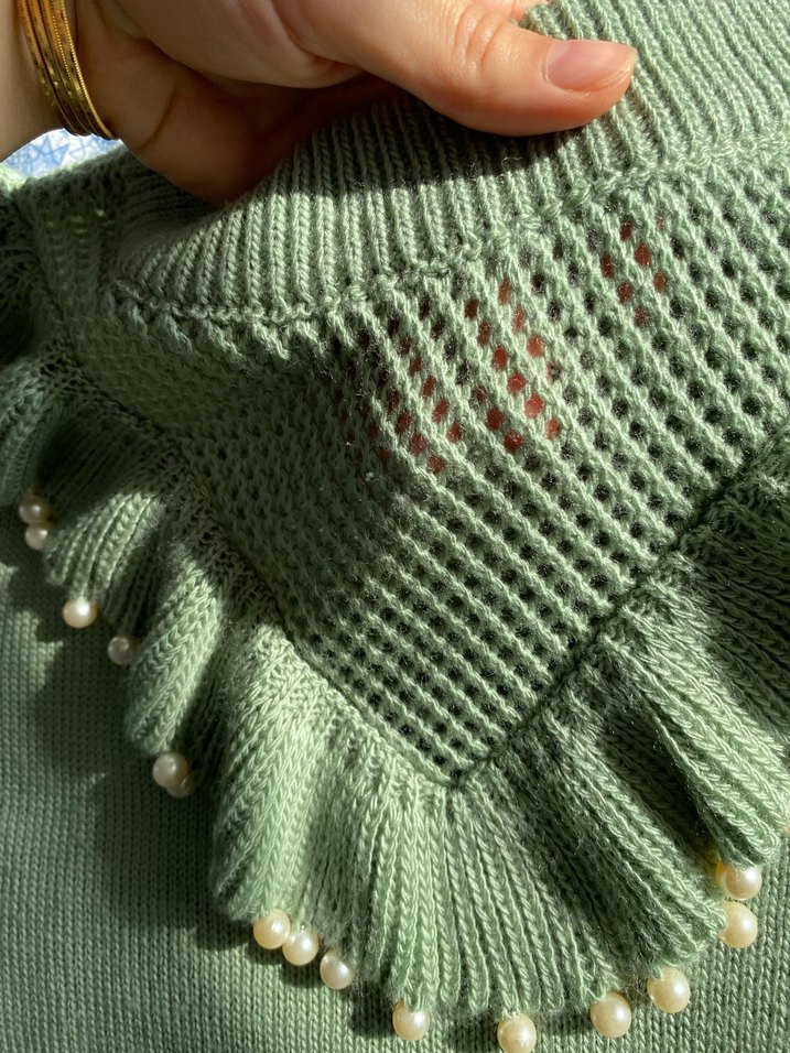 Bohem Tarz Yeşil kazak - Görsel 3