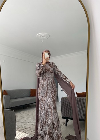 Tesettür pullu taşlı abiye