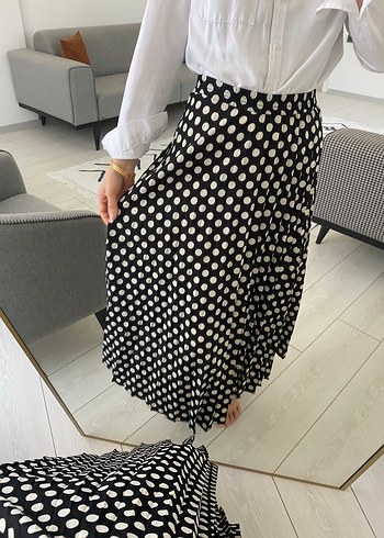 Puantiye Desenli Midi Kadın Etek - Görsel 3
