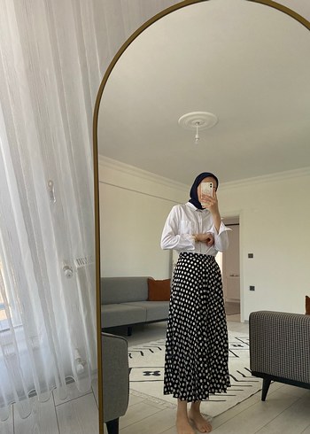 Puantiye Desenli Midi Kadın Etek - Görsel 2