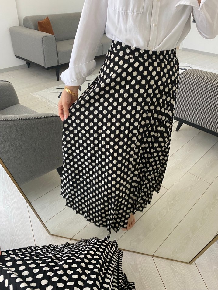 Puantiye Desenli Midi Kadın Etek - Görsel 3